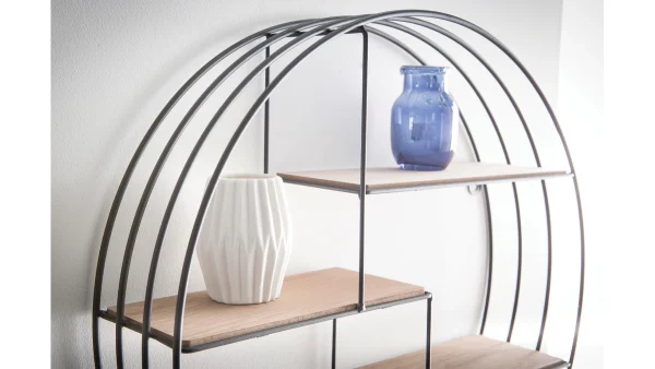 Etagère Murale Design Ronde Bois Et Métal ENSO soldes 5