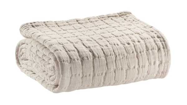 Les achats en ligne Plaid En Coton Texturé Couleur Lin 130 X 200 Cm WAFLE 1