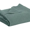 Pas Cher soldes France Plaid En Coton Vert Sauge 140 X 200 Cm YAM 8