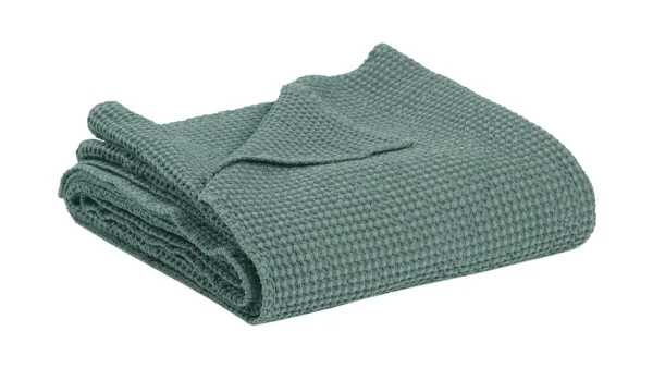 Pas Cher soldes France Plaid En Coton Vert Sauge 140 X 200 Cm YAM 1