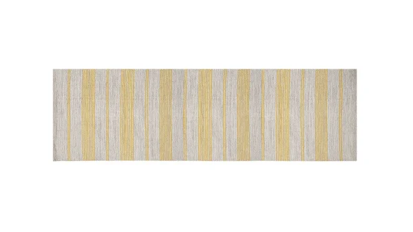 Tapis De Couloir En Coton Jaune Et Beige 60 X 200 Cm CABOURG Acheter 1