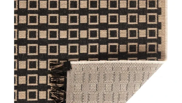 Pas Cher soldes France Tapis / Descente De Lit Avec Motif Graphique Naturel Et Noir 60 X 110 Cm DAMA 4