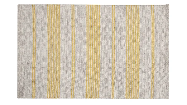 design à la mode Tapis / Descente De Lit Rectangulaire Beige à Rayures Jaunes 50 X 80 Cm CABOURG 1