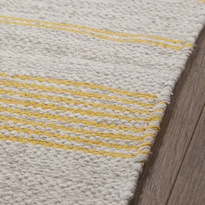 design à la mode Tapis / Descente De Lit Rectangulaire Beige à Rayures Jaunes 50 X 80 Cm CABOURG 8