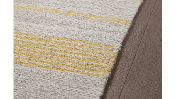 design à la mode Tapis / Descente De Lit Rectangulaire Beige à Rayures Jaunes 50 X 80 Cm CABOURG 3