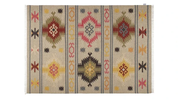 exclusivement disponibles Tapis Kilim Tissé à La Main En Laine Et Coton 160 X 230 Cm SAUK 1
