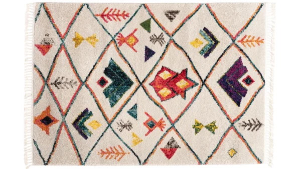 online boutique Tapis Motif Berbère Multicolore Avec Pompons Blancs L160 X L230 Cm ALADIN 1