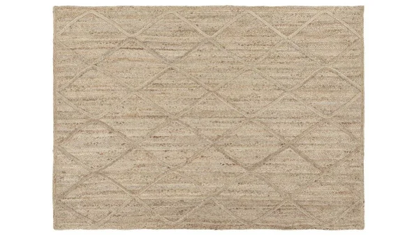 Large choix en ligne Tapis Naturel En Jute Tissé Main Avec Motifs Losanges 160 X 230 Cm RAFI 1