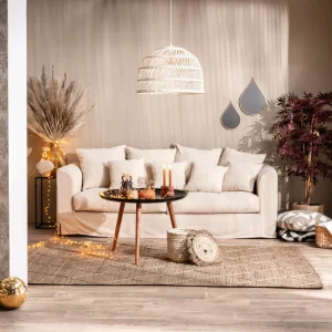 Large choix en ligne Tapis Naturel En Jute Tissé Main Avec Motifs Losanges 160 X 230 Cm RAFI 10