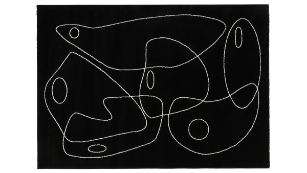 Tapis Noir Motif Line Art 160×230 Cm ARTISTE shopping pas cher 1