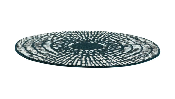 Promotio de vente Tapis Rond Graphique Bleu D160 Cm OLAPA 3