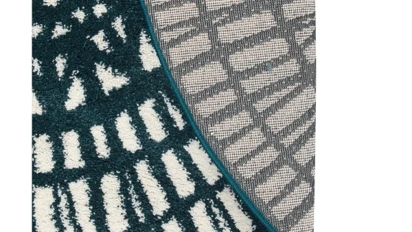 Promotio de vente Tapis Rond Graphique Bleu D160 Cm OLAPA 4