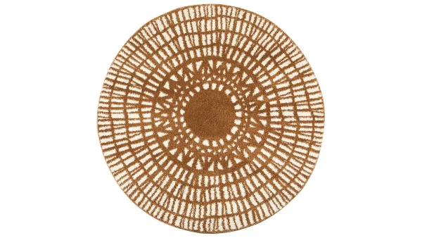 achat Tapis Rond Graphique Jaune D160 Cm OLAPA 1