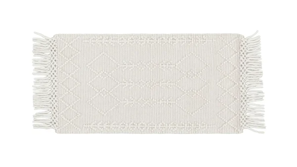 Tapis Tissé à La Main écru Avec Motifs En Relief Et Franges 60 X 120 Cm DENALI pas cher 1