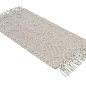 Tapis Tissé à La Main écru Avec Motifs En Relief Et Franges 60 X 120 Cm DENALI pas cher 8