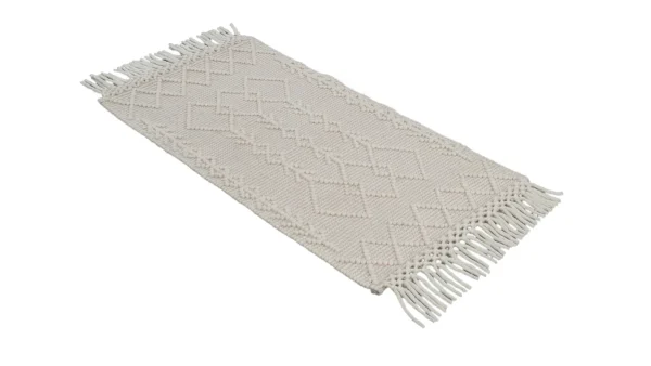 Tapis Tissé à La Main écru Avec Motifs En Relief Et Franges 60 X 120 Cm DENALI pas cher 3