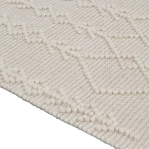 Tapis Tissé à La Main écru Avec Motifs En Relief Et Franges 60 X 120 Cm DENALI pas cher 10